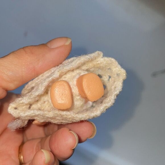 Vintage Kewpie Doll angel Christmas ornament with crochet outfit & wings - Picture 5 of 5